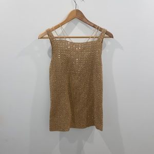 Dana Buchman Gold Sequin Camisole Tank Top
